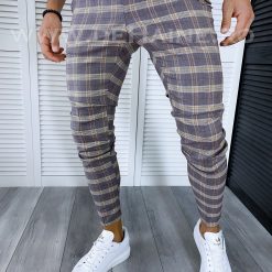 Pantaloni barbati casual regular fit in carouri B1553 B6-5.1 / 18-3 E~-Pantaloni > Pantaloni casual