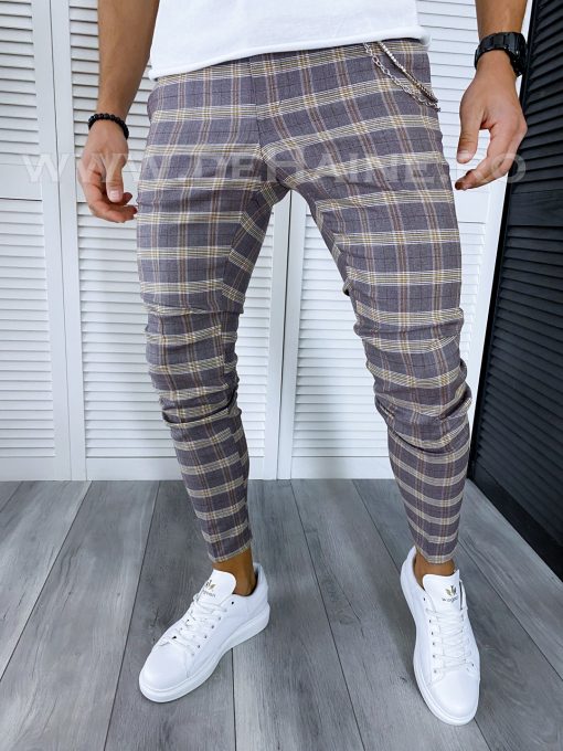 Pantaloni barbati casual regular fit in carouri B1553 B6-5.1 / 18-3 E~-Pantaloni > Pantaloni casual