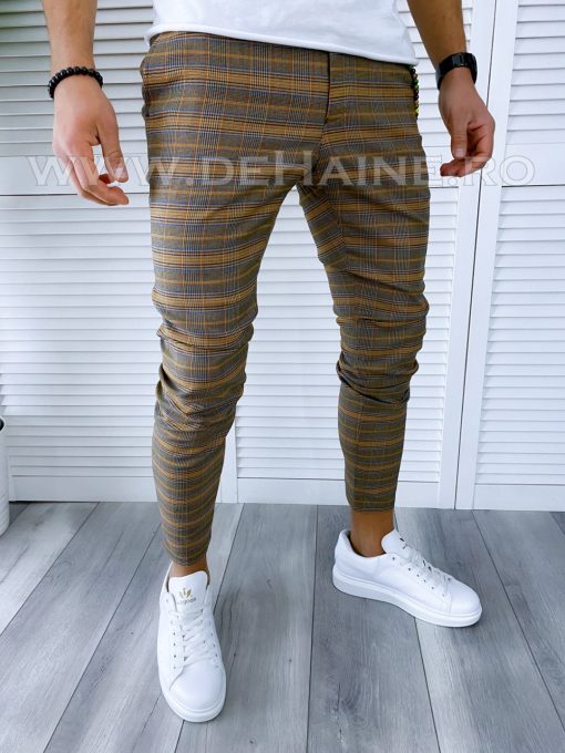 Pantaloni barbati casual regular fit in carouri B1740 8-5 E~-Pantaloni > Pantaloni casual