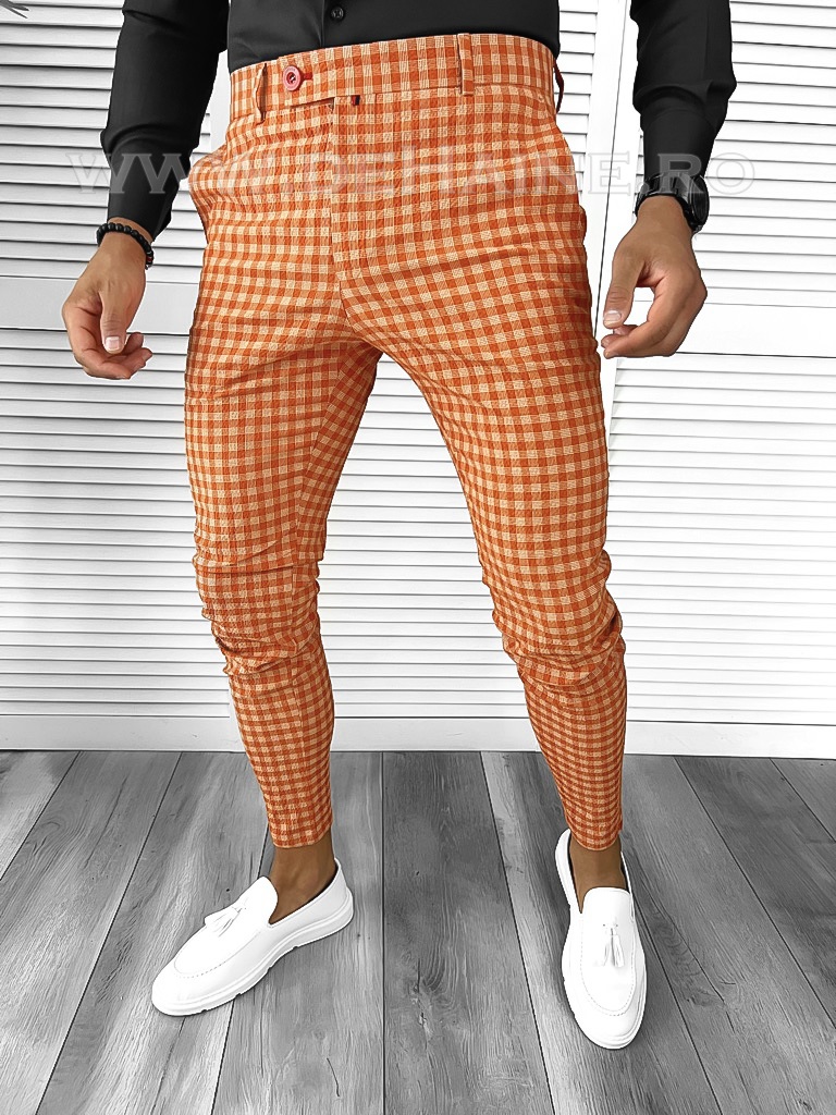 Pantaloni barbati eleganti carouri B1880 20-2 e ~-Pantaloni > Pantaloni eleganti