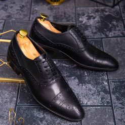 Pantofi de barbati negri din piele naturala P1284 4