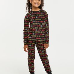 Pijama cu imprimeu text si pantaloni lungi-FETE-IMBRACAMINTE/Pijamale si halate de baie