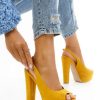 Sandale cu toc inalt galbene Arabia-Sandale cu platforma-Sandale cu toc inalt