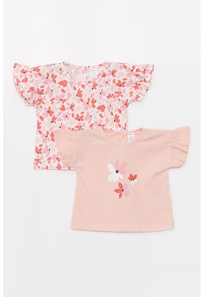 Set de tricouri cu imprimeu floral - 2 piese-FETE-IMBRACAMINTE/Tricouri si maiouri