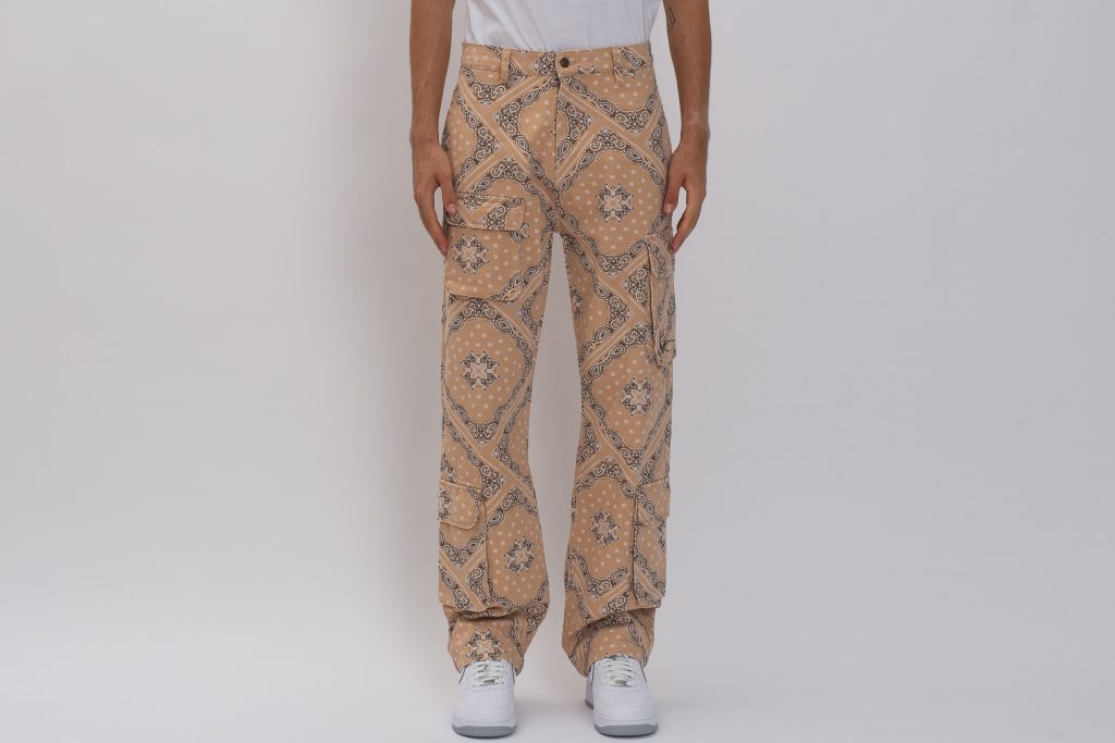 Small Signature Washed Paisley Cargo Pants-Barbati