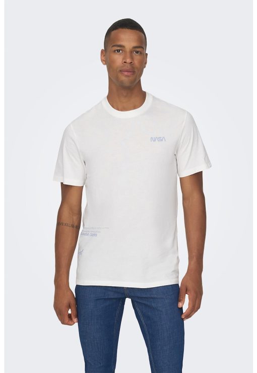 Tricou de bumbac cu imprimeu NASA-BARBATI-IMBRACAMINTE/Tricouri si maiouri