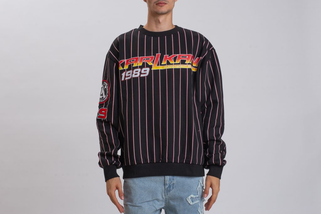 Woven Signature Night Rider Pinstripe Crewneck-Barbati