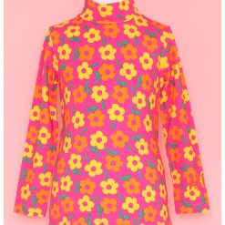 Bluza cu model floral si guler mediu-FETE-IMBRACAMINTE/Bluze