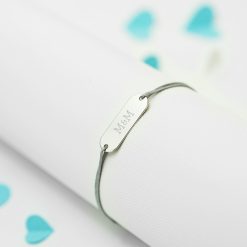 Bratara cu snur Placuta Ovala Silver din argint 23 mm personalizata cu text si simbol-Personalizate Gravabile >> Bratari personalizate
