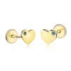 Cercei copii/bebe cu Diamant natural albastru - Model inima - Aur Galben 9K - Inchizatoare sigura si confortabila cu filet-Aur >> Aur 9K >> Cercei Aur 9K >> Noutati