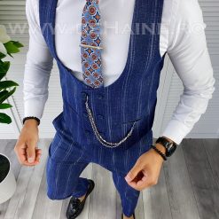 Compleu barbati Vesta + Pantaloni bleumarin B5517 47-1-Costume barbati > Compleuri barbati