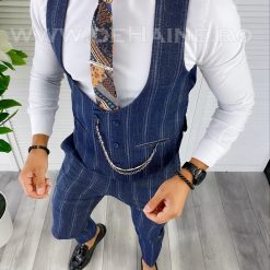 Compleu barbati Vesta + Pantaloni bleumarin inchis B5517 47-1-Costume barbati > Compleuri barbati