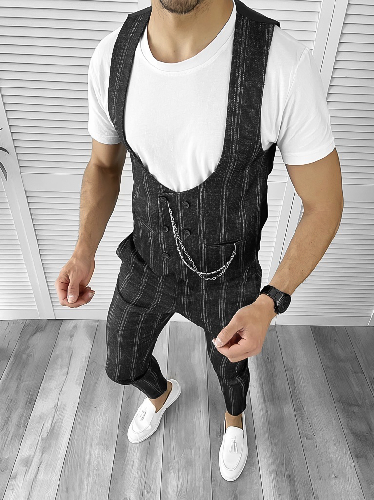 Compleu barbati Vesta + Pantaloni negru B5517 31-1.3-Costume barbati > Compleuri barbati