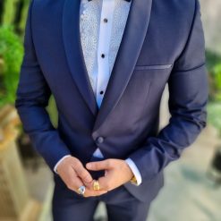 Costum bleumarin NASMIRE Sacou Brau Pantalon Papion C4703 5