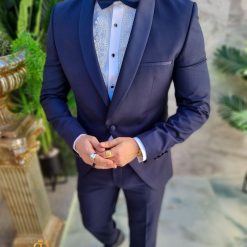 Costum bleumarin NASMIRE Sacou Brau Pantalon Papion C4703 6