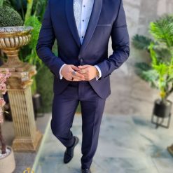 Costum bleumarin NASMIRE Sacou Brau Pantalon Papion C4703 7