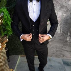 Costum ceremonie barbati Set Sacou Vesta Pantalon Papion C4714 5