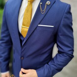 Costum de barbati Bleumarin Sacou Vesta si Pantalon C4689 2