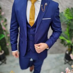 Costum de barbati Bleumarin Sacou Vesta si Pantalon C4689 3