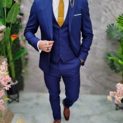 Costum de barbati Bleumarin Sacou Vesta si Pantalon C4689 4