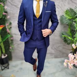 Costum de barbati Bleumarin Sacou Vesta si Pantalon C4689 5