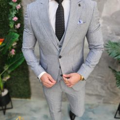 Costum de barbati Gri Sacou Vesta si Pantalon C4678 2