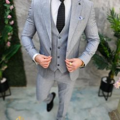 Costum de barbati Gri Sacou Vesta si Pantalon C4678 5