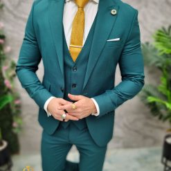 Costum de barbati Verde Sacou Vesta si Pantalon C4688 2