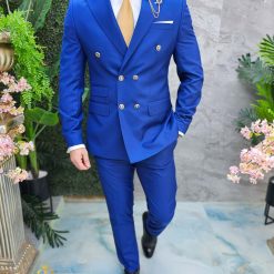 Costum de barbati albastru electric Sacou si Pantalon C4658 2