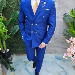 Costum de barbati albastru electric Sacou si Pantalon C4658 4