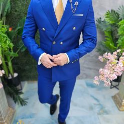 Costum de barbati albastru electric Sacou si Pantalon C4658 5