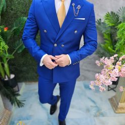 Costum de barbati albastru electric Sacou si Pantalon C4658 6