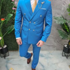 Costum de barbati bleu: Sacou si Pantalon - C4663-Costume