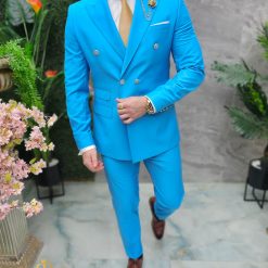 Costum de barbati bleu Sacou si Pantalon C4666 4