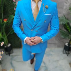 Costum de barbati bleu Sacou si Pantalon C4666 5