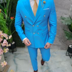 Costum de barbati bleu Sacou si Pantalon C4666 6