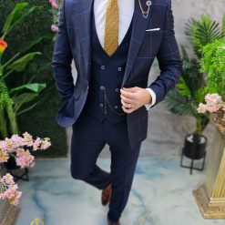 Costum de barbati bleumarin Sacou Vesta si Pantalon C4641 3 1