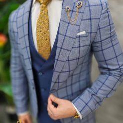 Costum de barbati bleumarin Sacou Vesta si Pantalon C4648 3