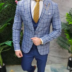 Costum de barbati bleumarin Sacou Vesta si Pantalon C4648 4