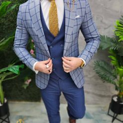 Costum de barbati bleumarin Sacou Vesta si Pantalon C4648 6
