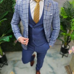 Costum de barbati bleumarin Sacou Vesta si Pantalon C4648 7
