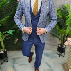 Costum de barbati bleumarin Sacou Vesta si Pantalon C4648 8
