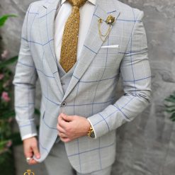 Costum de barbati gri Sacou Vesta si Pantalon C4649 3