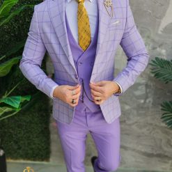 Costum de barbati lila Sacou Vesta si Pantalon C4639 3 1