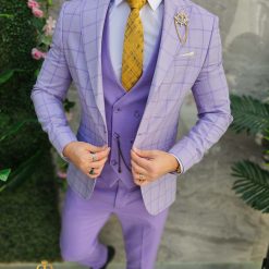 Costum de barbati lila Sacou Vesta si Pantalon C4639 5 1