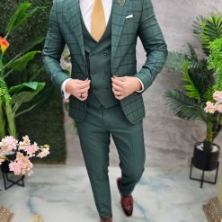 Costum de barbati verde Sacou Vesta si Pantalon C4644 4 1