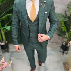 Costum de barbati verde Sacou Vesta si Pantalon C4644 5 1