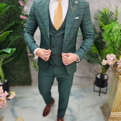 Costum de barbati verde Sacou Vesta si Pantalon C4644 7 1