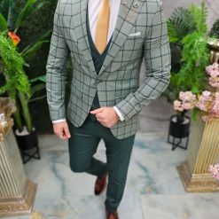 Costum de barbati verde Sacou Vesta si Pantalon C4653 3