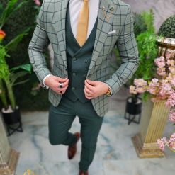 Costum de barbati verde Sacou Vesta si Pantalon C4653 7